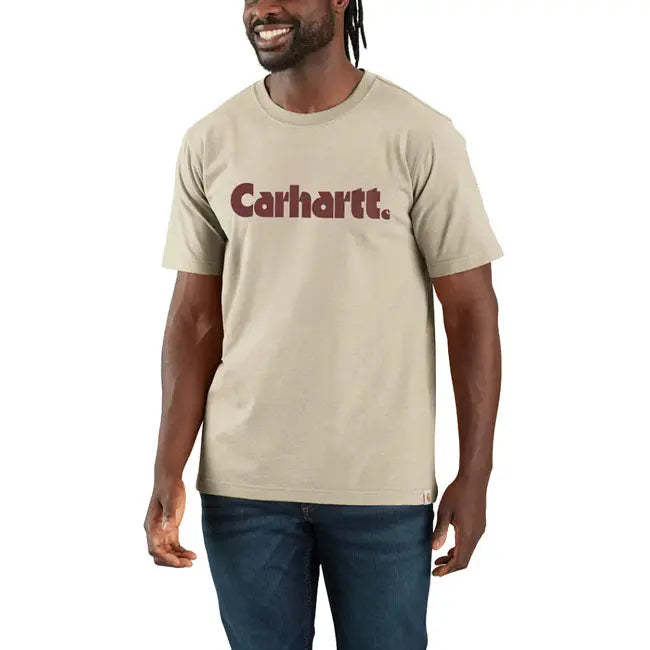 Carhartt Logo Graphic T-Shirt Oat Milk FREE UK Delivery, FREE 365 Day Returns | Moto Central