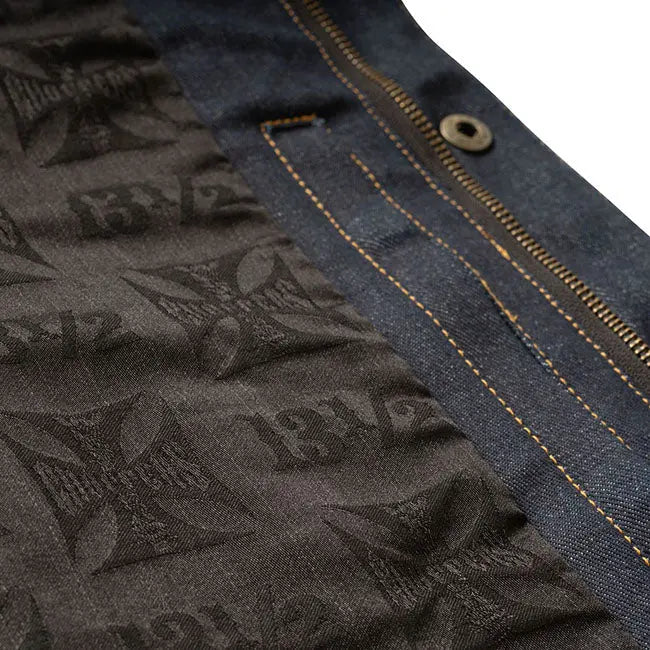 West Coast Choppers X 13 1/2 Dominator Raw Denim Riding Vest FREE UK Delivery, FREE 365 Day Returns | Moto Central