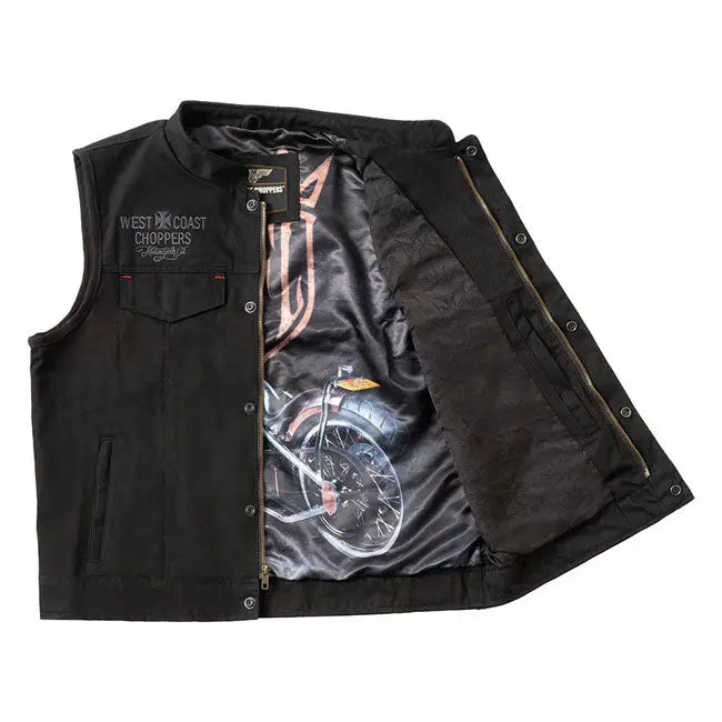 West Coast Choppers X 13 1/2 Dominator Canvas Riding Vest Black FREE UK Delivery, FREE 365 Day Returns | Moto Central