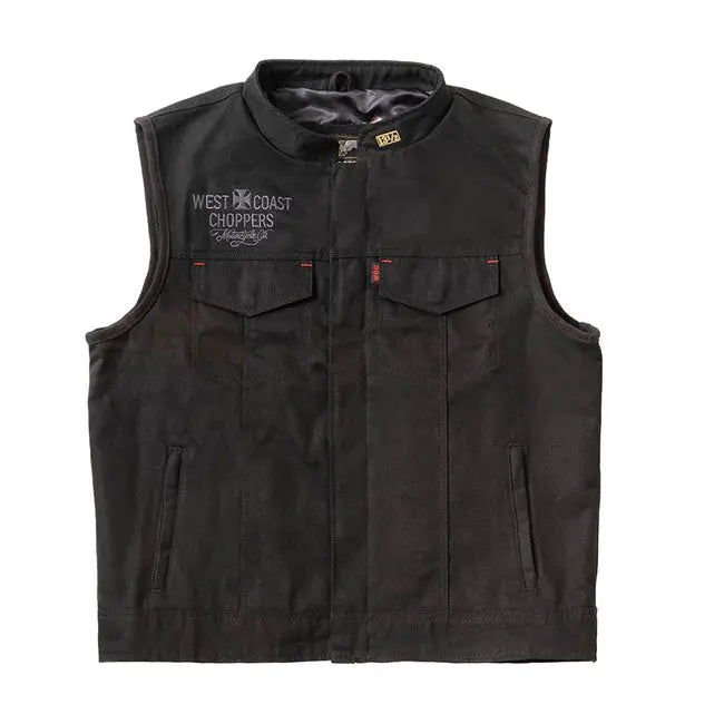 West Coast Choppers X 13 1/2 Dominator Canvas Riding Vest Black FREE UK Delivery, FREE 365 Day Returns | Moto Central