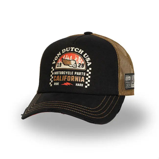 Von Dutch Crew Fire Head Cap Black FREE UK Delivery, FREE 365 Day Returns | Moto Central