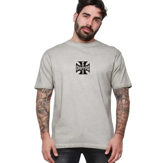 West Coast Choppers OG LBC Cross T-Shirt Vintage Grey Wash FREE UK Delivery, FREE 365 Day Returns | Moto Central