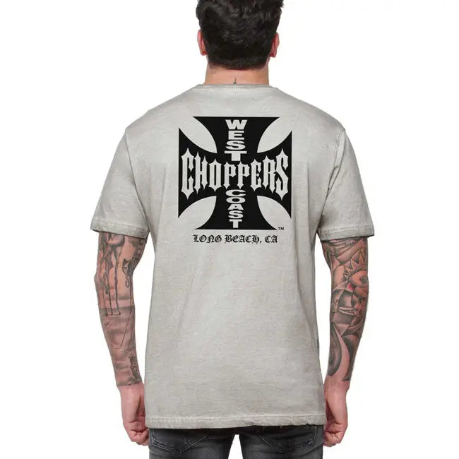 West Coast Choppers OG LBC Cross T-Shirt Vintage Grey Wash FREE UK Delivery, FREE 365 Day Returns | Moto Central