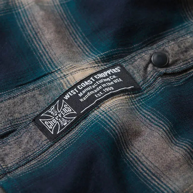 West Coast Choppers Outlaw Flannel Shirt Blue / Beige FREE UK Delivery, FREE 365 Day Returns | Moto Central