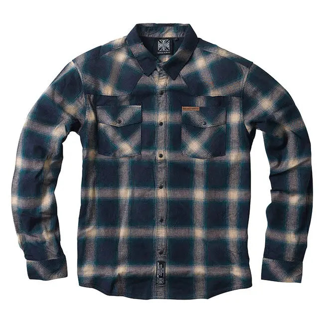 West Coast Choppers Outlaw Flannel Shirt Blue / Beige FREE UK Delivery, FREE 365 Day Returns | Moto Central