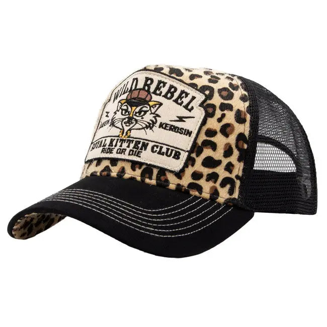 King Kerosin Queen Kerosin Royal Kitten Club Ladies Cap Leopard Wash FREE UK Delivery, FREE 365 Day Returns | Moto Central