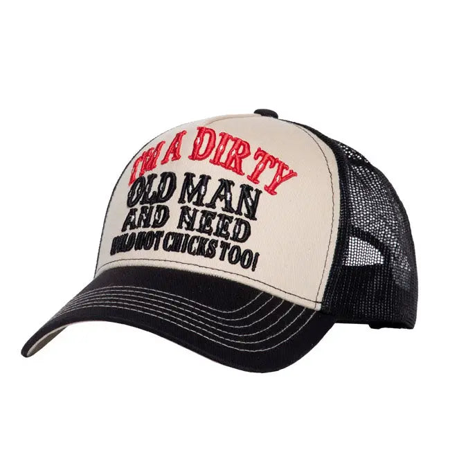 King Kerosin I'm A Dirty Old Man Cap Black / Off-White FREE UK Delivery, FREE 365 Day Returns | Moto Central