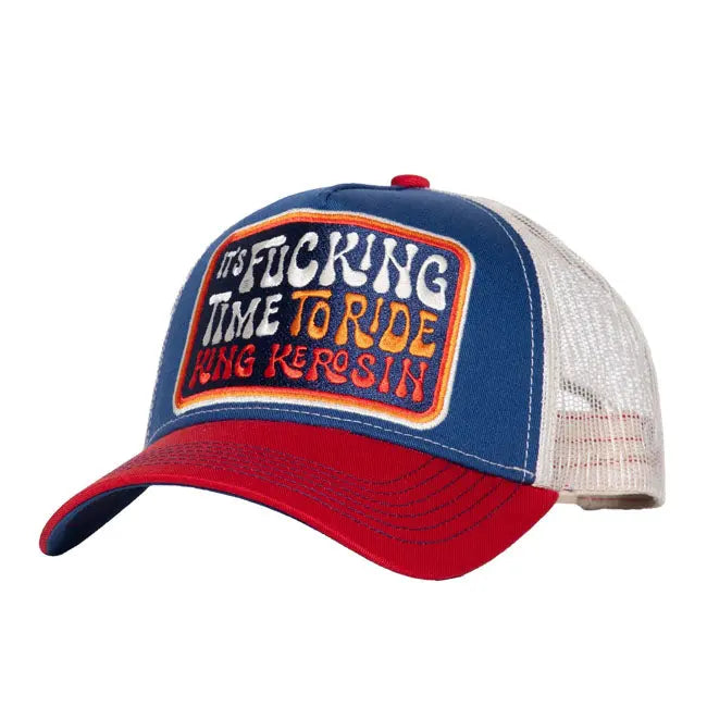King Kerosin It's Fucking Time To Ride Cap Red / Blue FREE UK Delivery, FREE 365 Day Returns | Moto Central