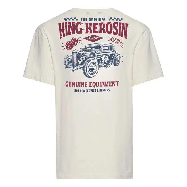 King Kerosin Hot Rod Service T-Shirt Off-White FREE UK Delivery, FREE 365 Day Returns | Moto Central