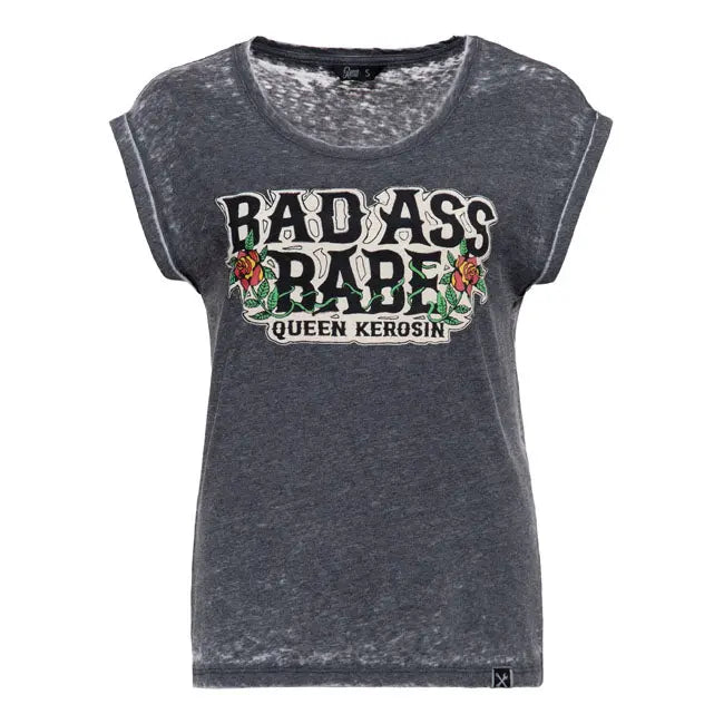 King Kerosin Queen Kerosin Bad Ass Babe Ladies T-Shirt Anthracite FREE UK Delivery, FREE 365 Day Returns | Moto Central