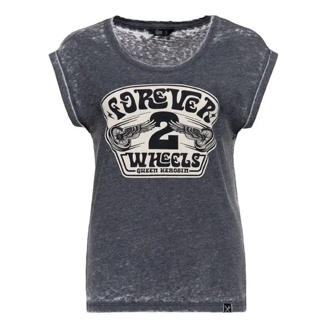 King Kerosin Queen Kerosin Forever 2 Wheels Ladies T-Shirt Anthracite FREE UK Delivery, FREE 365 Day Returns | Moto Central