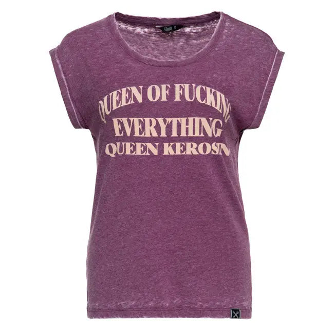 King Kerosin Queen Kerosin Queen Of Everything Ladies T-Shirt Plum FREE UK Delivery, FREE 365 Day Returns | Moto Central