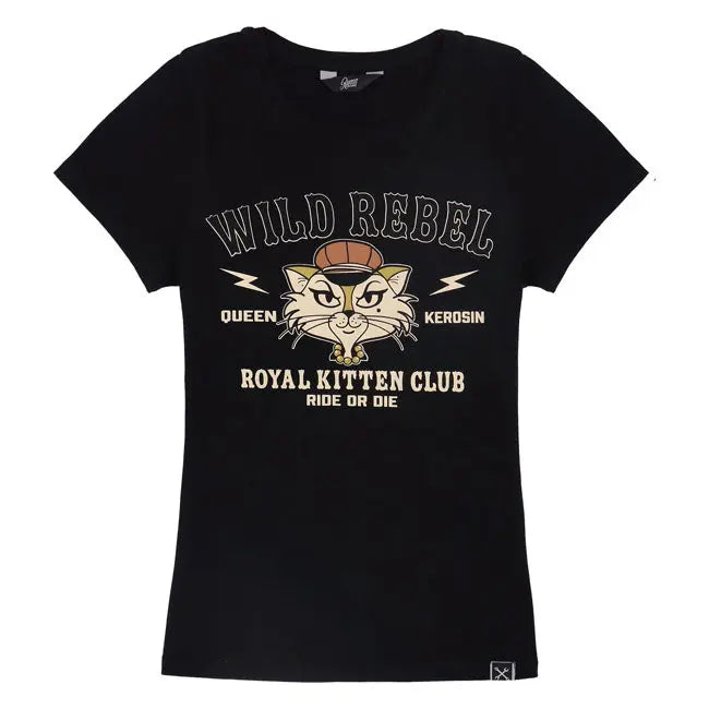 King Kerosin Queen Kerosin Royal Kitten Club Ladies T-Shirt Blue FREE UK Delivery, FREE 365 Day Returns | Moto Central