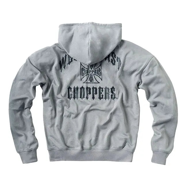 West Coast Choppers Iron Oversized Zip Hoodie Grey FREE UK Delivery, FREE 365 Day Returns | Moto Central