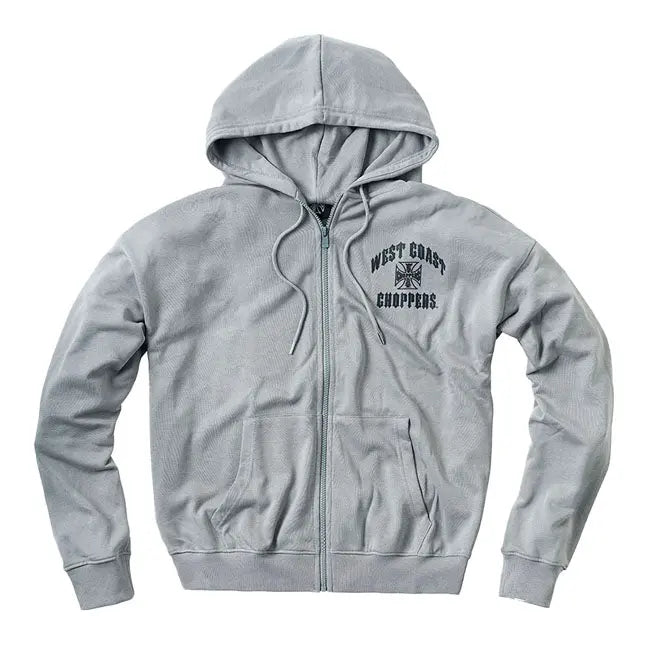 West Coast Choppers Iron Oversized Zip Hoodie Grey FREE UK Delivery, FREE 365 Day Returns | Moto Central
