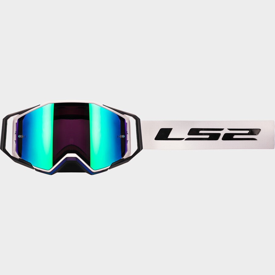 LS2 Netic Goggles White With Hi-Viz Green Iridium Visor FREE UK Delivery, FREE 365 Day Returns | Moto Central
