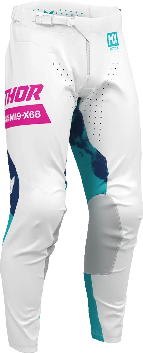 Thor Launchmode Bleach MX Textile Trouser Aqua / Blue / Pink / White - FREE UK Shipping, FREE 365 Day Returns | Moto Central