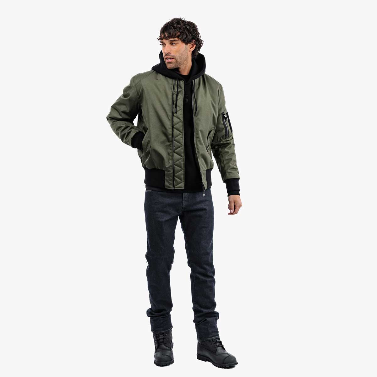 Spada Airforce MA1 CE Waterproof Bomber Textile Jacket Olive FREE UK Delivery, FREE 365 Day Returns | Moto Central