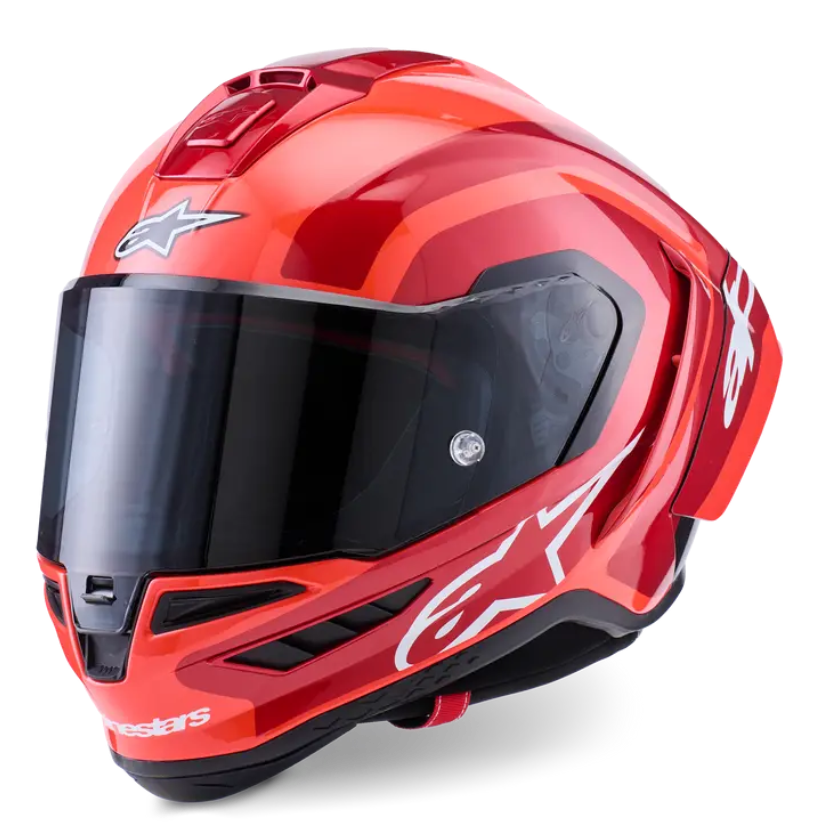 Alpinestars Supertech R10 Arius ECE 06 Gloss Black / White / Double Red FREE UK Delivery, FREE 365 Day Returns | Moto Central