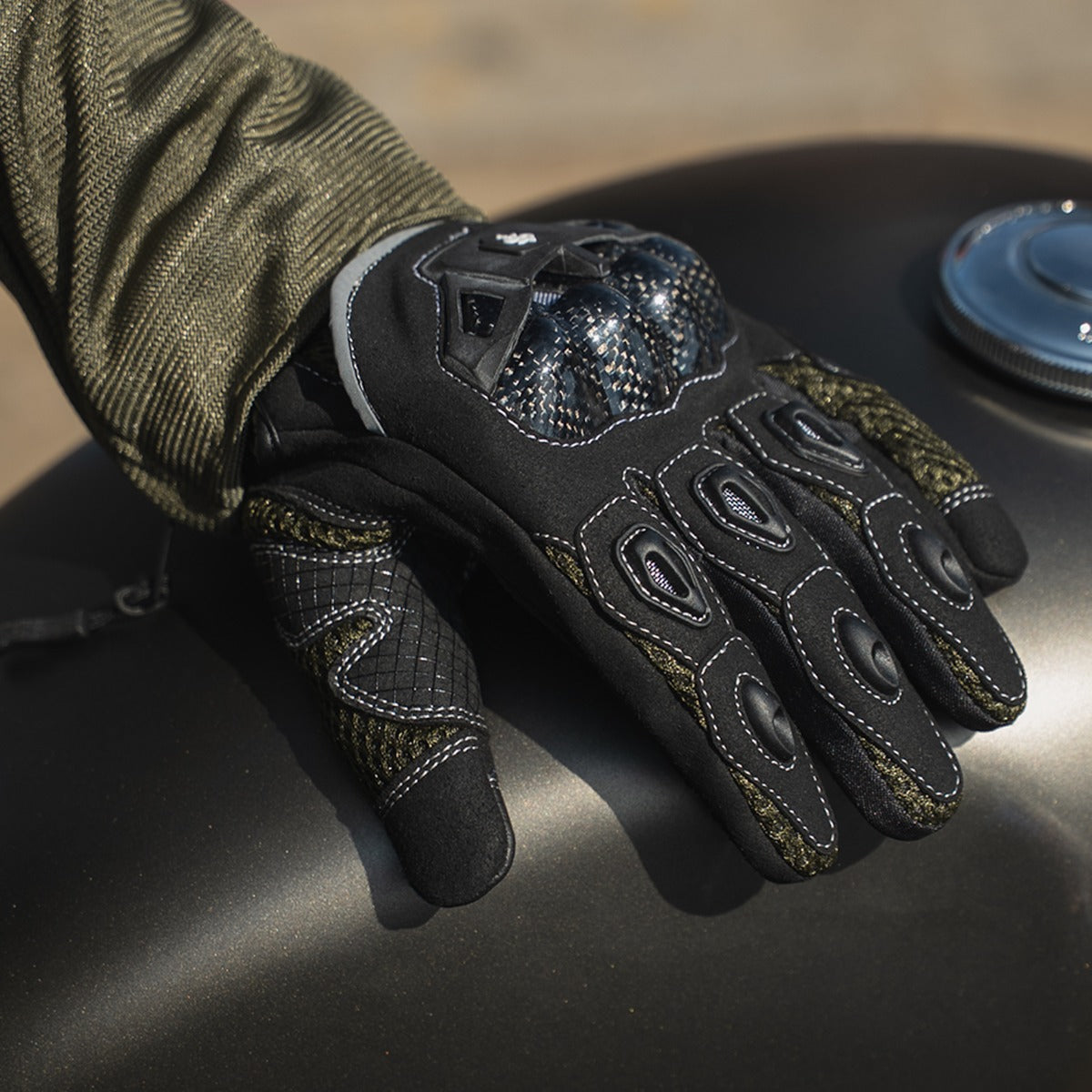 Spada MX-Air REV.2 CE Textile Gloves Olive Green FREE UK Delivery, FREE 365 Day Returns | Moto Central