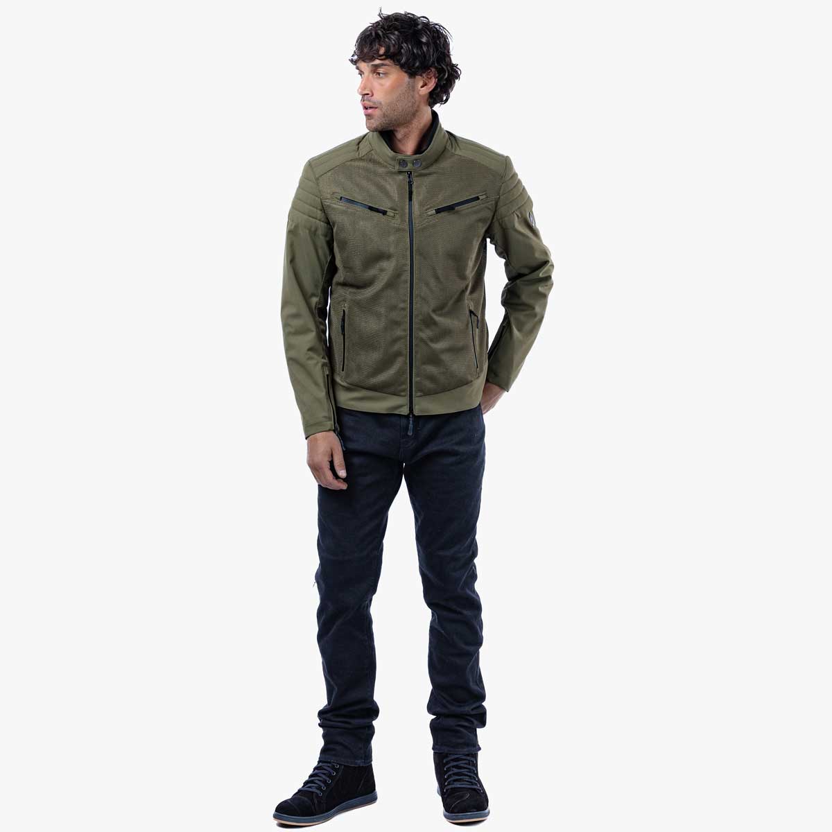Spada Cafe Air CE Textile Jacket Olive Green FREE UK Delivery, FREE 365 Day Returns | Moto Central