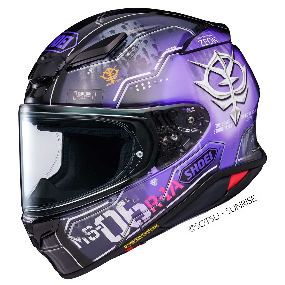 Shoei NXR2 MS-06R-1A Black Tri-Star's Zaku II H-MOB TC12 Purple - FREE