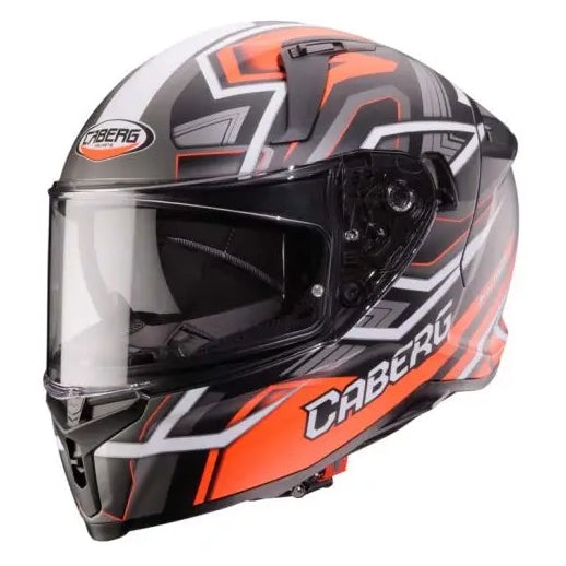 Caberg Avalon X Brama matt black, fluo red and anthracite helmet - front-left view