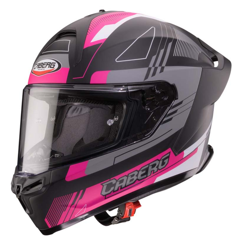 Caberg Roxter Colt Matt Black / Fluo Fuchsia / Grey front three-quarter view