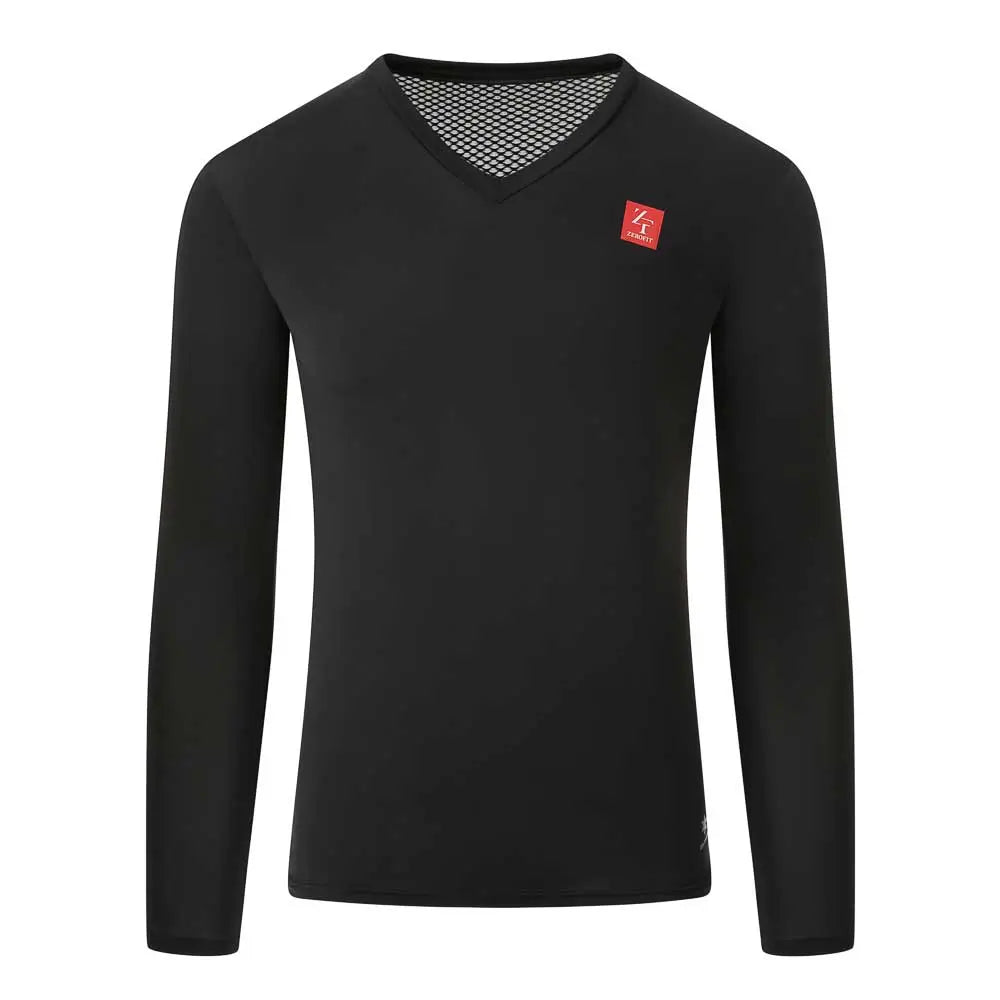ZeroFit IceSkin Base Layer V-Neck Long Sleeves T-Shirt Black FREE UK Delivery, FREE 365 Day Returns | Moto Central