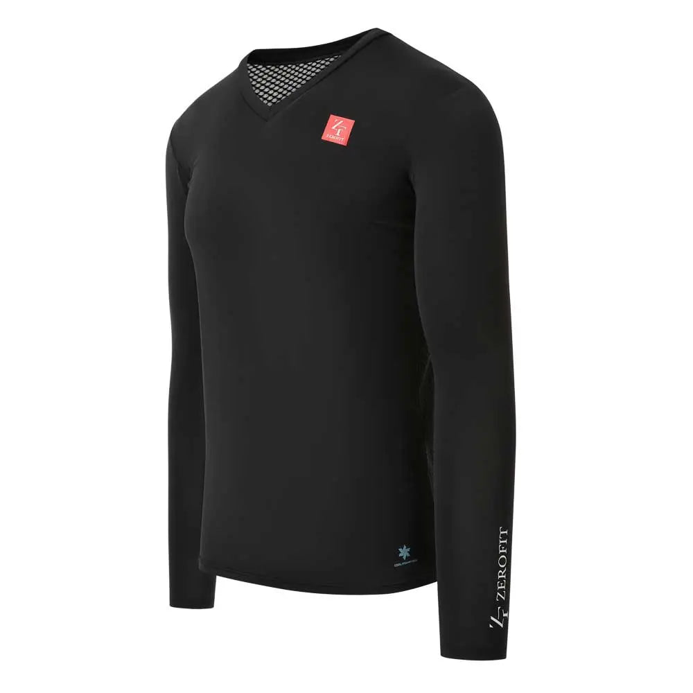 ZeroFit IceSkin Base Layer V-Neck Long Sleeves T-Shirt Black FREE UK Delivery, FREE 365 Day Returns | Moto Central