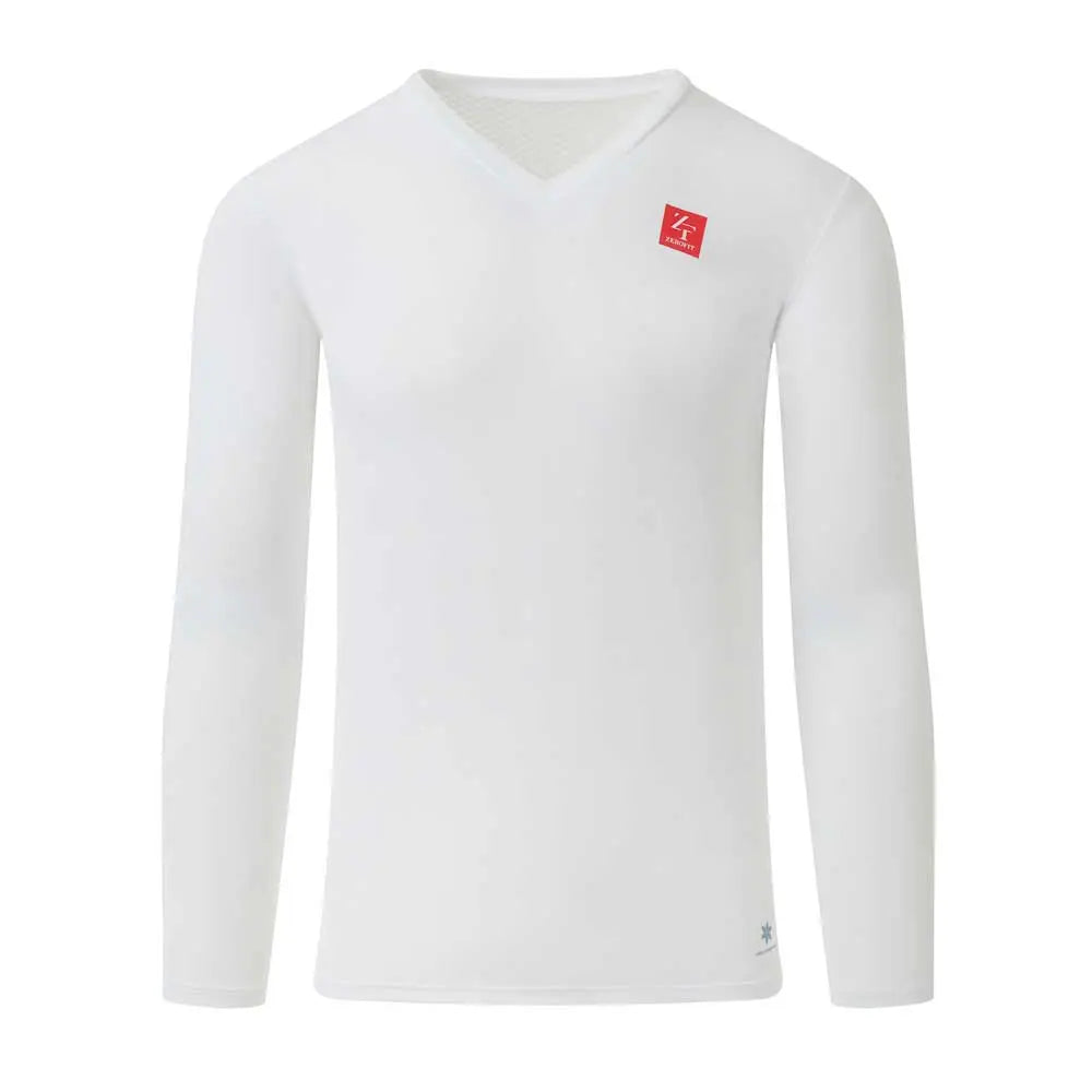 ZeroFit IceSkin Base Layer V-Neck Long Sleeves T-Shirt White FREE UK Delivery, FREE 365 Day Returns | Moto Central
