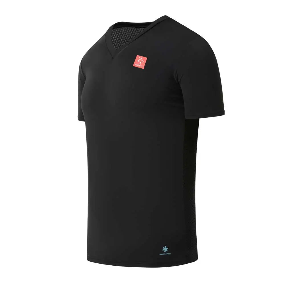 ZeroFit IceSkin Base Layer V-Neck Short Sleeves T-Shirt Black FREE UK Delivery, FREE 365 Day Returns | Moto Central