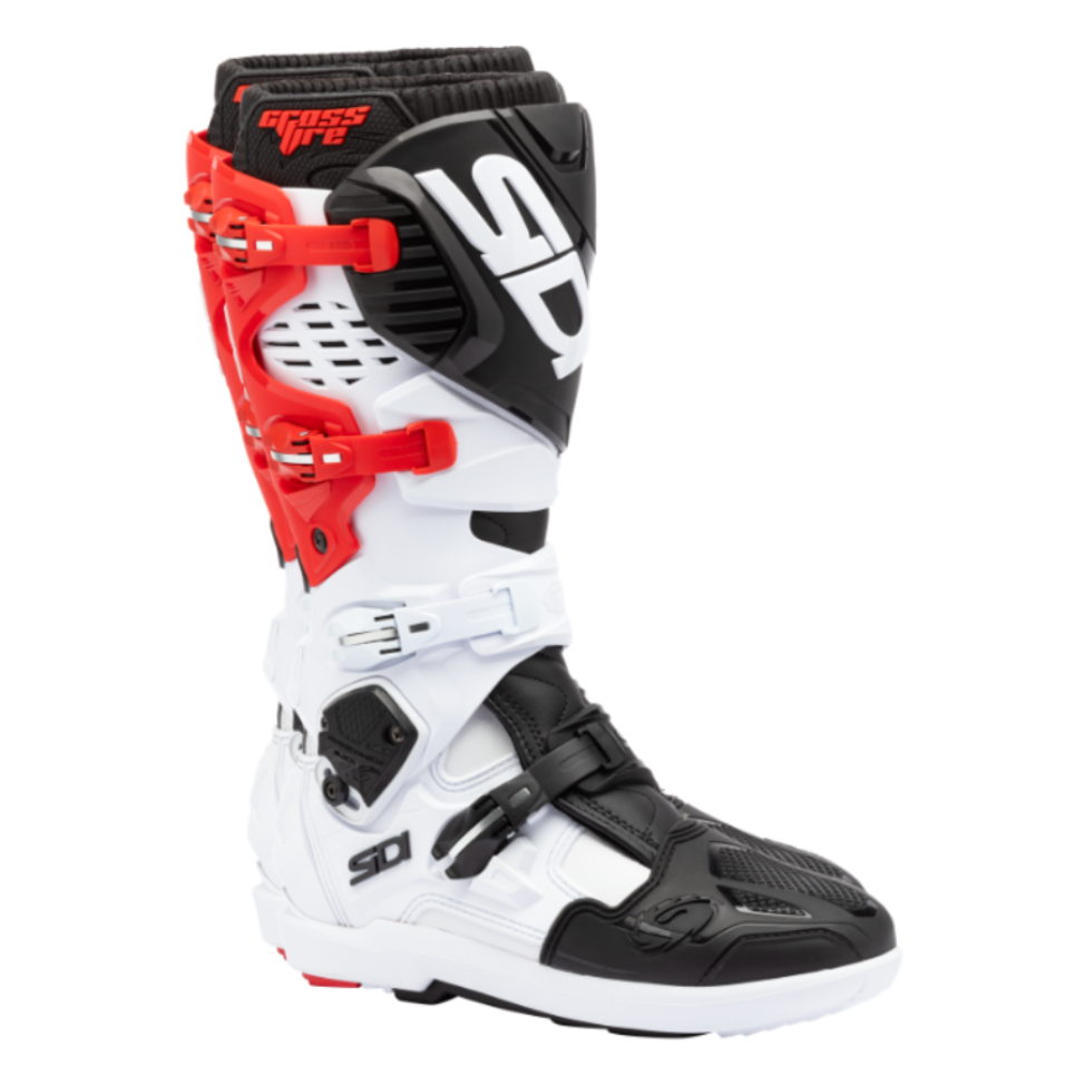 Sidi Crossfire 3 SRS CE Boots White / Black / Red - FREE UK Delivery, FREE 365 Day Returns | Moto Central