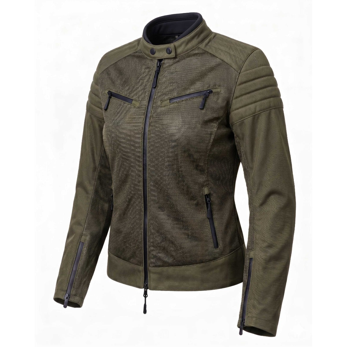 Spada Cafe Air CE Ladies Ventilated Textile Jacket Olive Green FREE UK Delivery, FREE 365 Day Returns | Moto Central