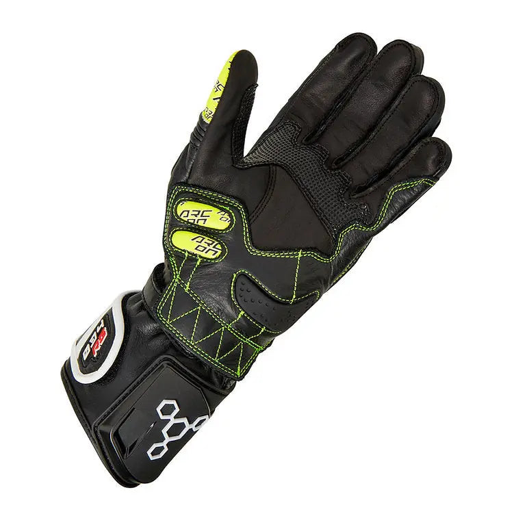 Arc-On 034 RS CE Leather Gloves Black / White / Yellow FREE UK Delivery, FREE 365 Day Returns | Moto Central
