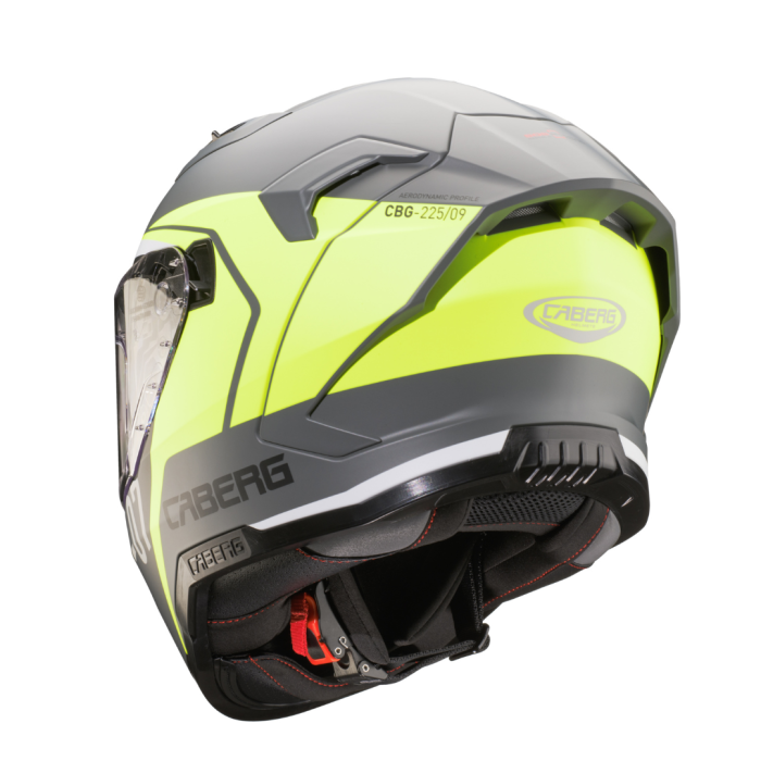 Caberg Gladio Sonic Matt Gunmetal, Black, Fluo Yellow and White - rear three-quarter view