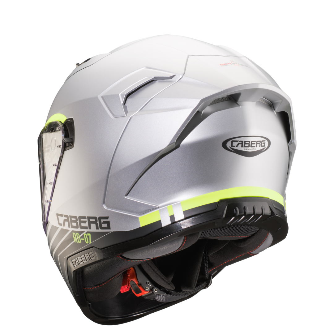 Caberg Gladio Wave Matt Silver, Black and Fluo Yellow - rear three-quarter view