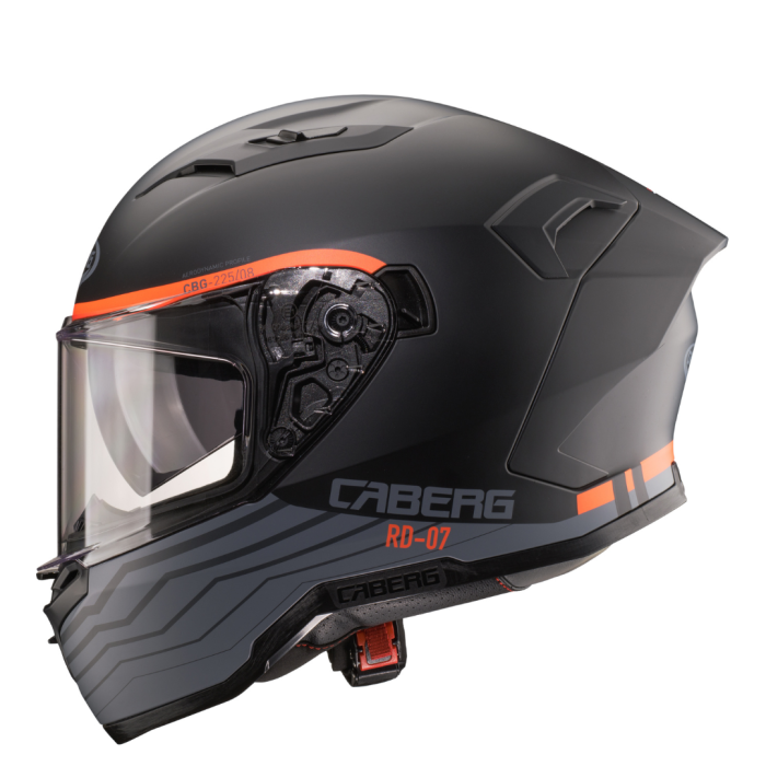 Caberg Gladio Wave Matt Black, Grey and Fluo Orange - side profile