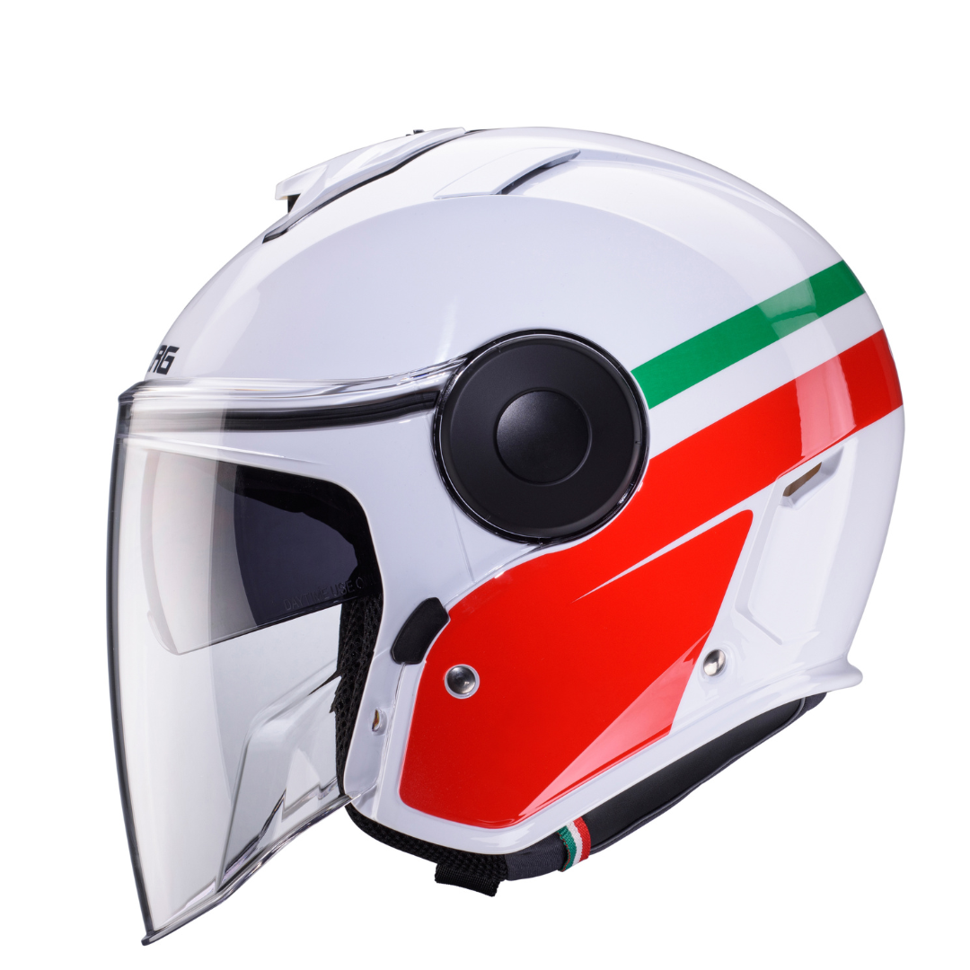 Caberg Soho Zephir White / Green / Red open-face helmet - right-side view