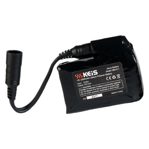 Keis Li-Ion Gloves Battery 2000 MAH Single - back-of-hand view
