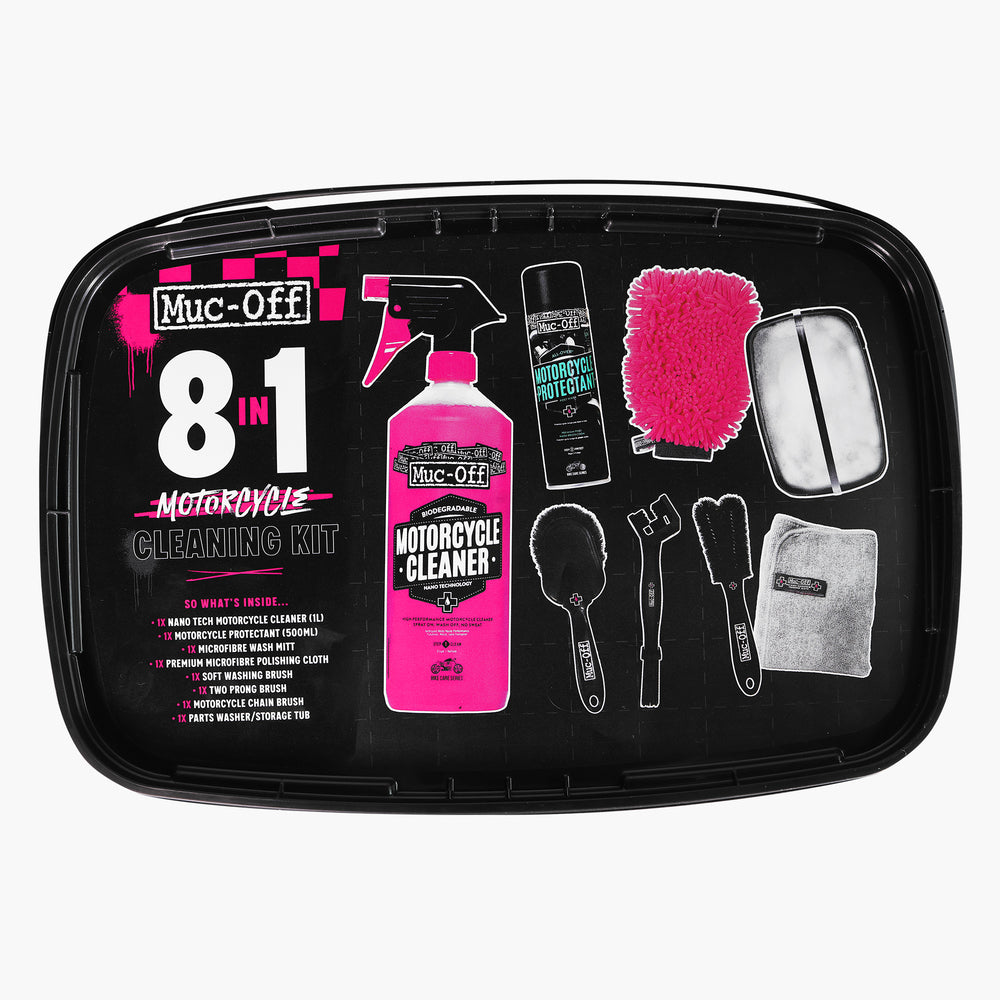 Muc-Off Motorcycle 8 in 1 Kit FREE UK Delivery, FREE 365 Day Returns | Moto Central