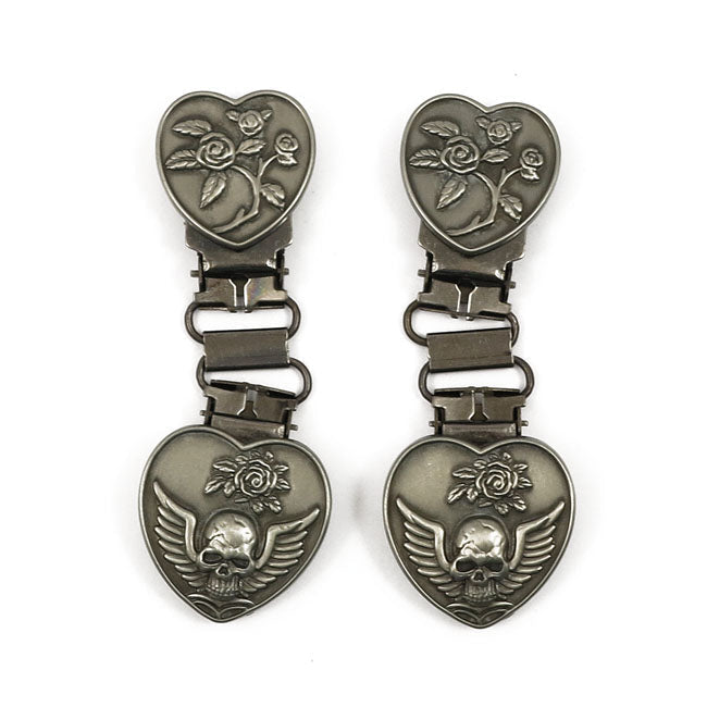 Ryder Clips Front Clips Heart / Skull Chrome For Stirrups / Strap / Engineer / Harness Boots