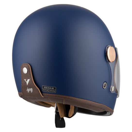 ByCity Roadster 2 Blue full-face motorcycle helmet, rear-right three-quarter view