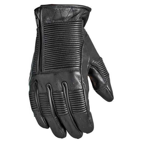Roland Sands Design Bronzo Leather Gloves Black - back-of-hand view