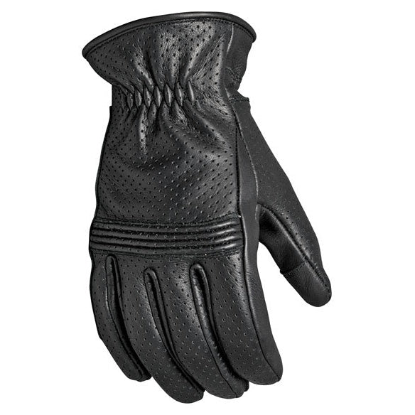 Roland Sands Design Wellington Leather Gloves Black - back-of-hand view