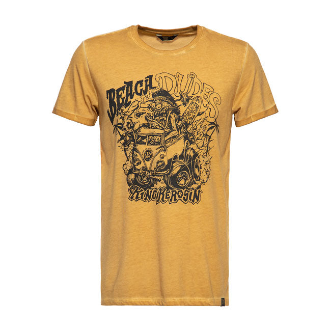 King Kerosin Beach Dudes Oilwashed T-Shirt Yellow
