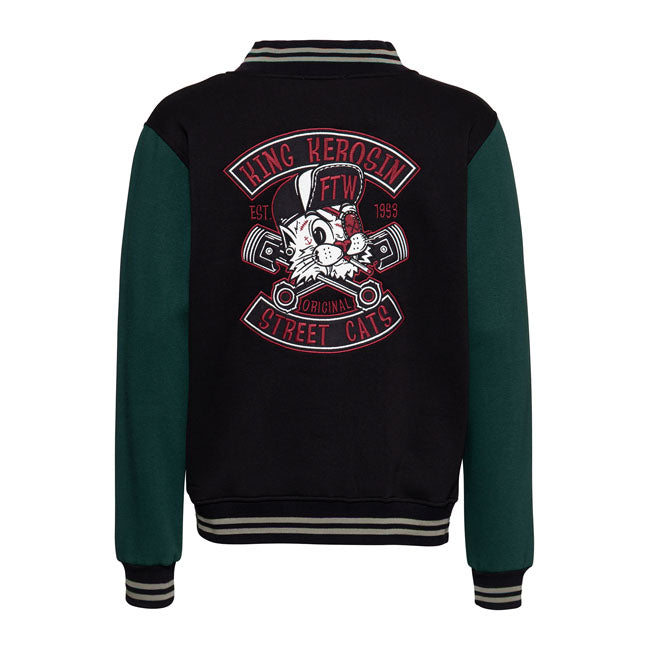 King Kerosin Street Cat College Jacket Black / Smoke Green