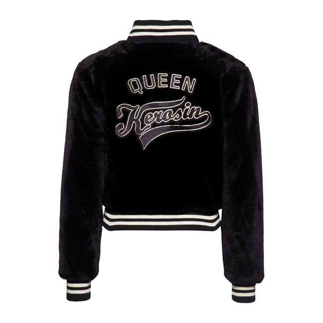 King Kerosin Queen Kerosin Fur College Lined Ladies Jacket Black