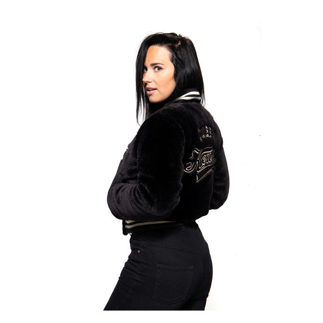 King Kerosin Queen Kerosin Fur College Lined Ladies Jacket Black