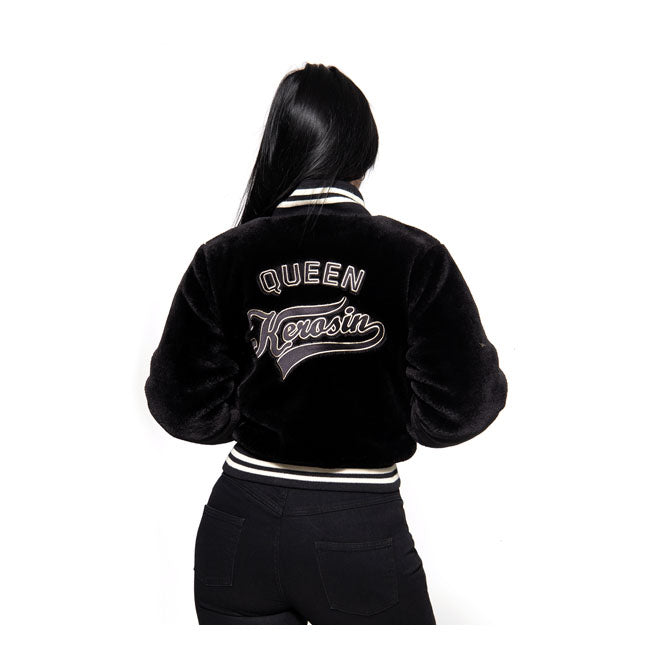 King Kerosin Queen Kerosin Fur College Lined Ladies Jacket Black